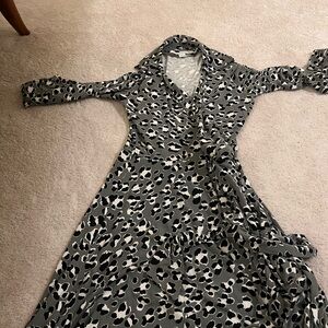 Diane Von Furstenberg Black and White Long Sleeve Dress
